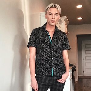 Black Floral Button Up LON NYC